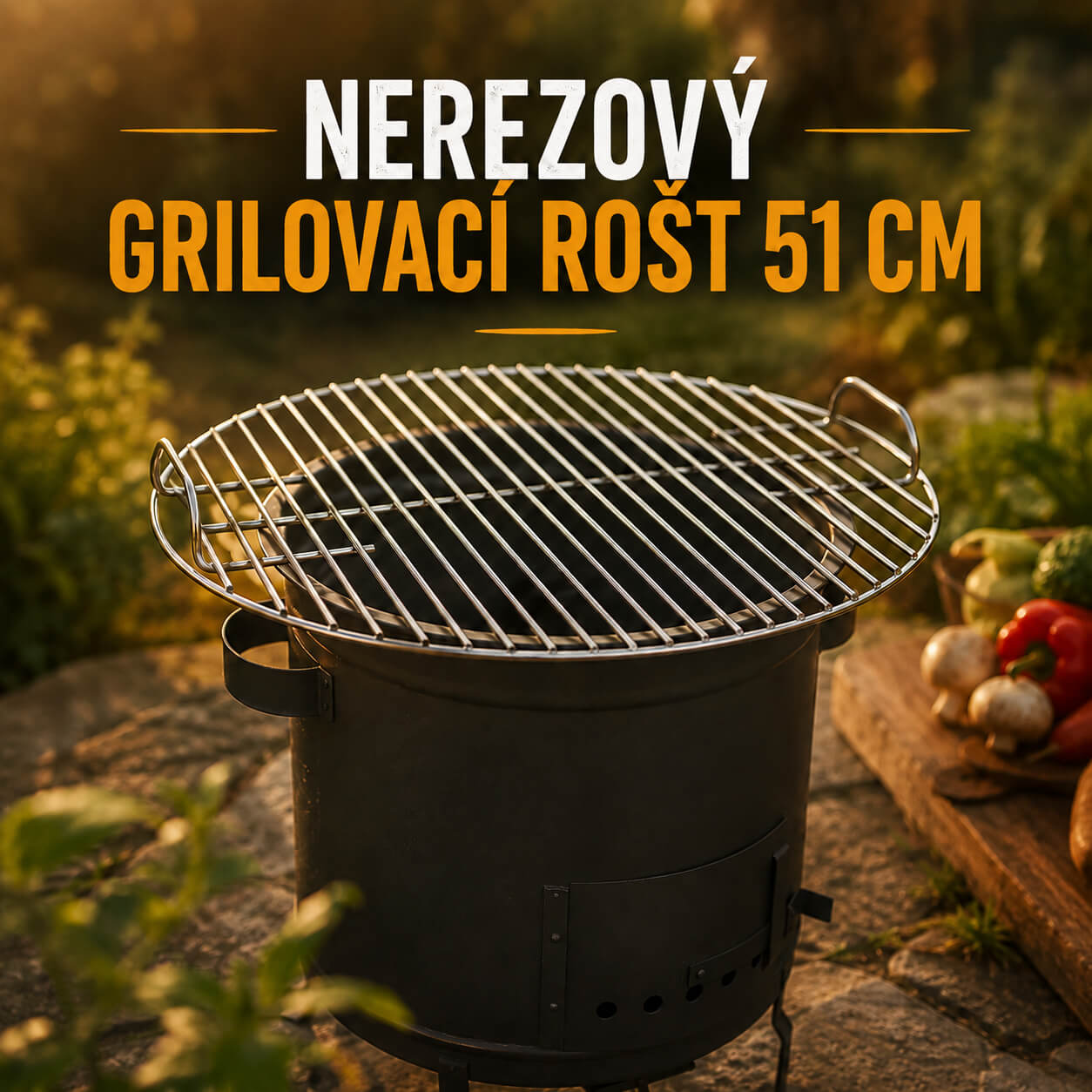 🔥 🥩 Nerezový rošt 51 cm na kotlinu: z jednoho ohně více možností