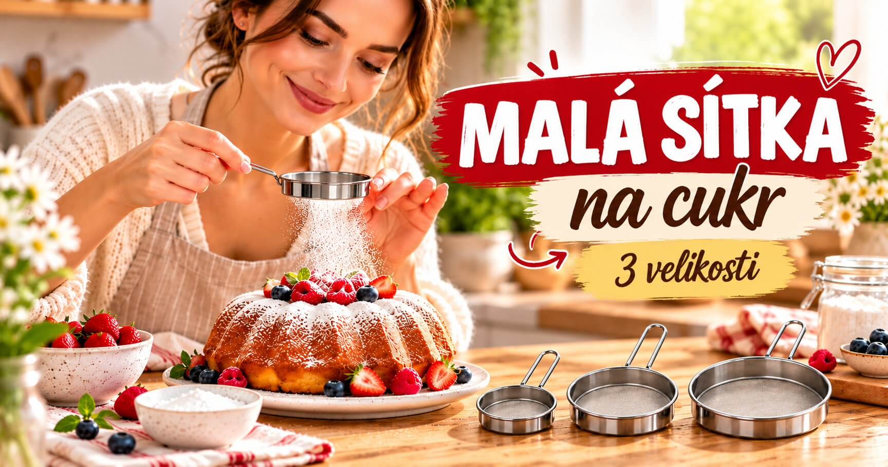 🎄❤️ Malá nerezová sítka na cukr a mouku – sladké kouzlo Vánoc na chalupě