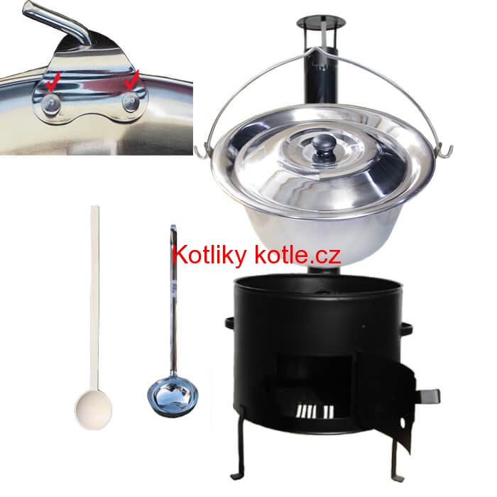 Nerezový kotlíkový set 36 cm + zesílený nerezový kotlík 15 L
