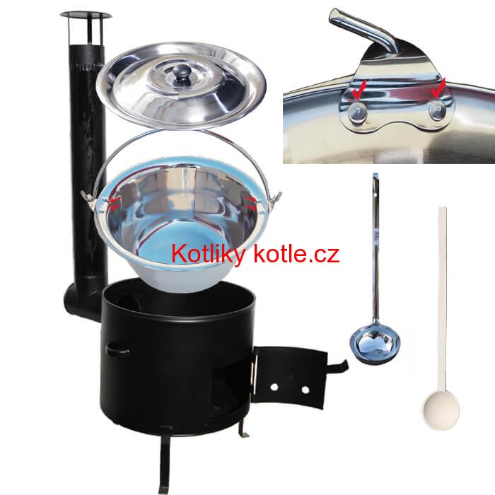 Nerezový kotlíkový set 36 cm + zesílený nerezový kotlík 15 L