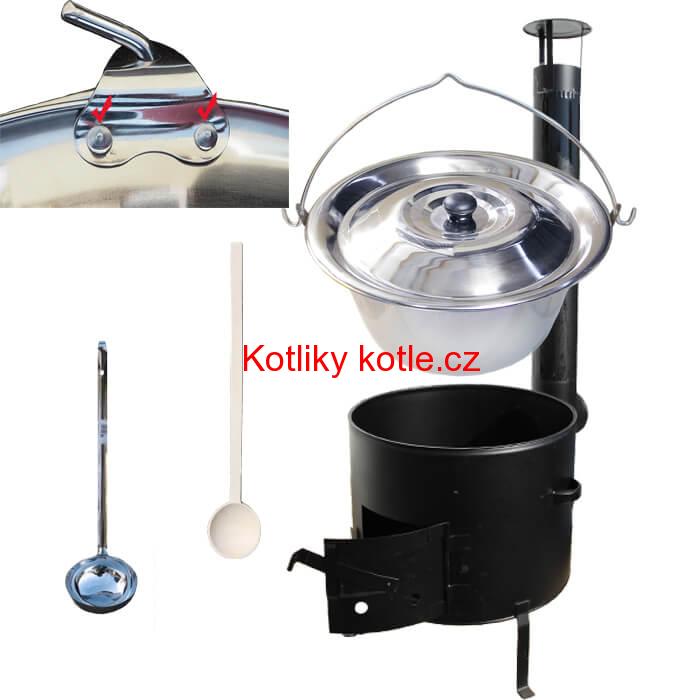 Nerezový kotlíkový set 36 cm + zesílený nerezový kotlík 15 L