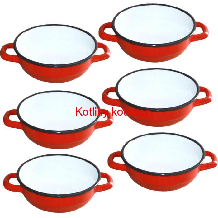 Souprava smaltovaných selských misek 14 cm 6 ks