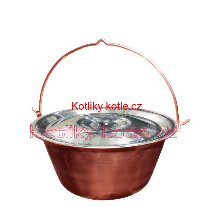Měděný kotlík 10 L (1,2 mm) + nerezová poklice