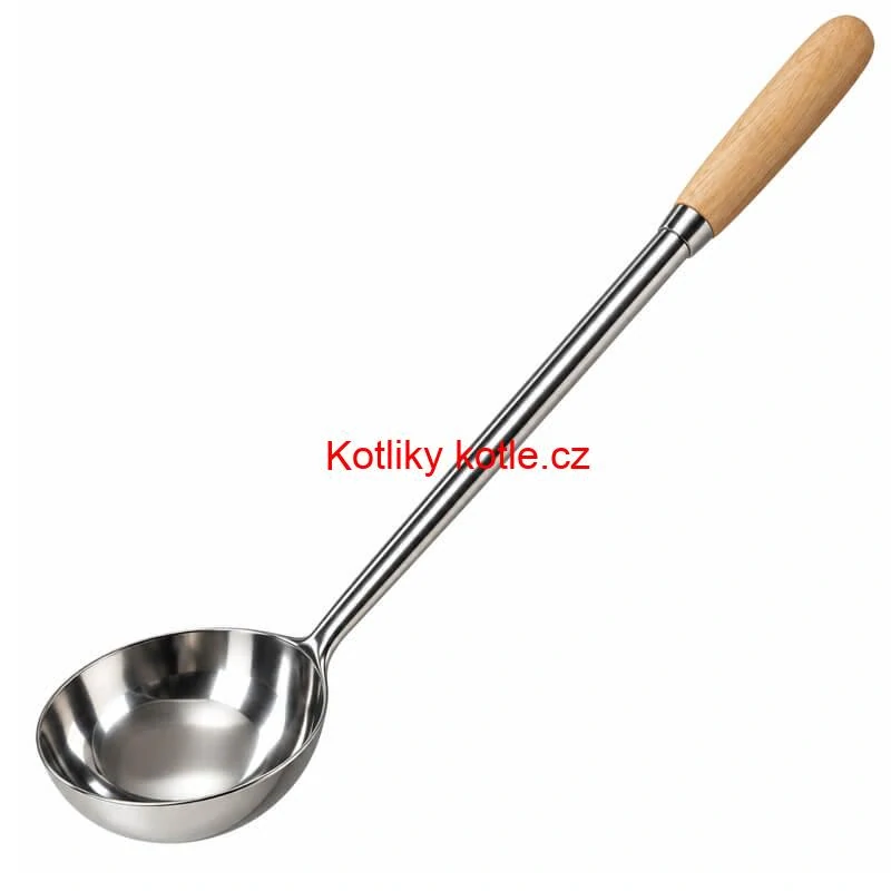 Nerezová naběračka 250 ml s dřevěnou rukojetí – délka 51,5 cm