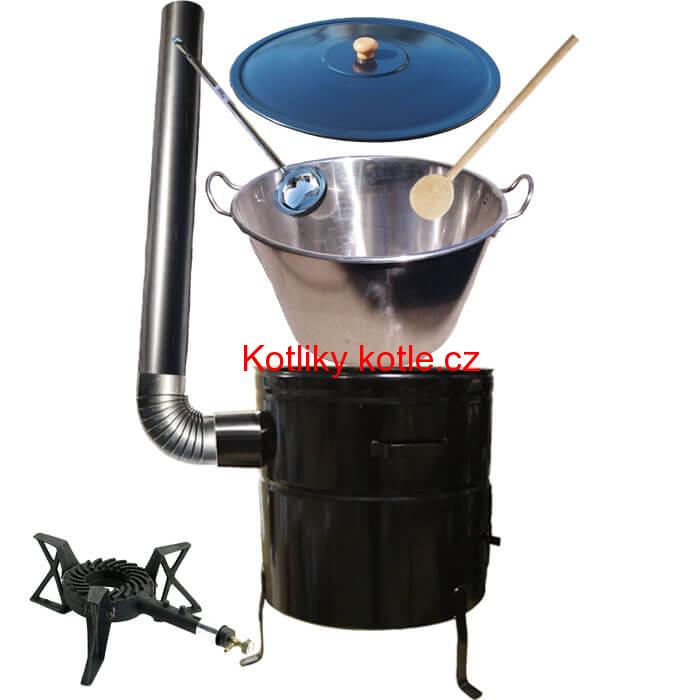 Zabijačkový nerezový kotel 60 L + kovová kotlina 53 cm + litinový hořák