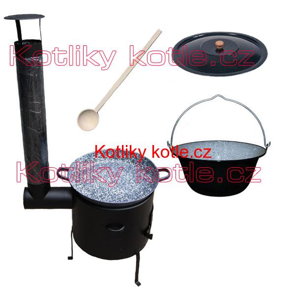 Smaltovaný kotlík 16 L (1,2mm) + smaltovaná grilovací pánev s oušky GRILL PARTY