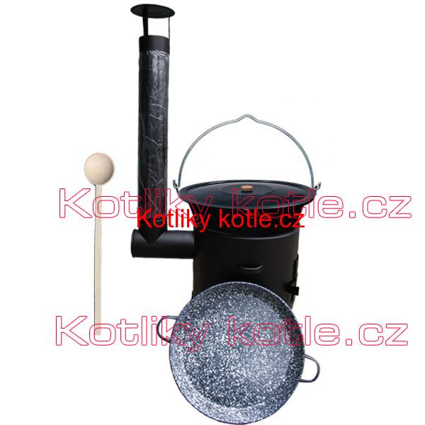 Smaltovaný kotlík 16 L (1,2mm) + smaltovaná grilovací pánev s oušky GRILL PARTY