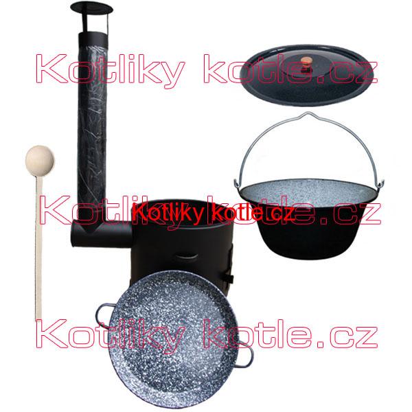 Smaltovaný kotlík 16 L (1,2mm) + smaltovaná grilovací pánev s oušky GRILL PARTY