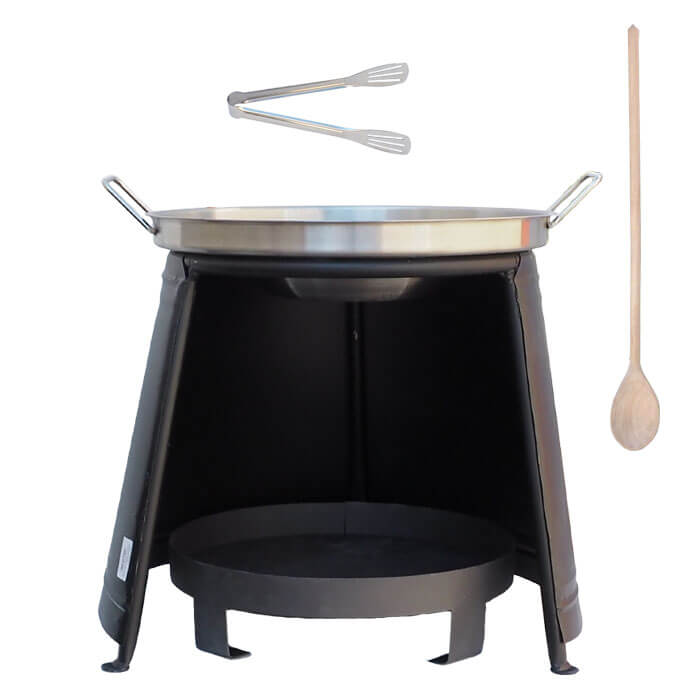 Nerezová pánev + chránič plamene a ohniště