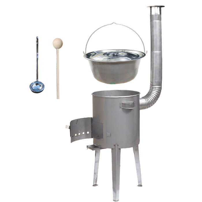 Železný kotlík 14 L (0,75 mm) + nerezová kotlina 36 cm LUXUS