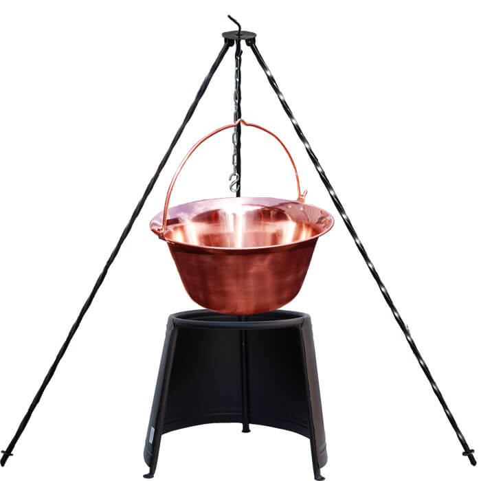 Měděný kotlík 20 L (1,2 mm) + chránič plamene 43 cm  + trojnožka 1,2 m