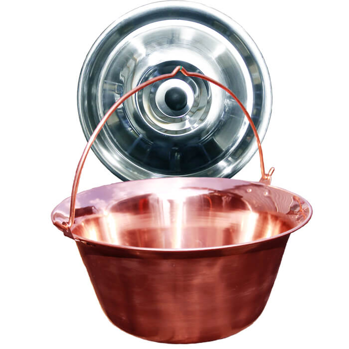 Měděný kotlík 14 L (1,2 mm) + nerezová poklice