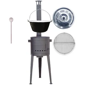 Smaltovaný kotlík 16 L + rošt na grilování 40 cm + vysoká kotlina 39 cm žáruvzdorná barva PLUS 600