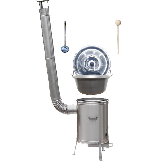 Nerezový kotlík 30 L (1,5 mm) + nerezová kotlina 45 cm LUX + vařečka a naběračka