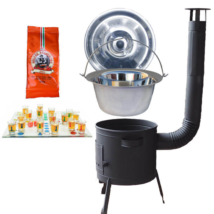 Nerezový kotlík 22 L (0,8 mm) + pepř + člověče pi už + nízká žáruvzdorná kotlina 42 PLUS 600