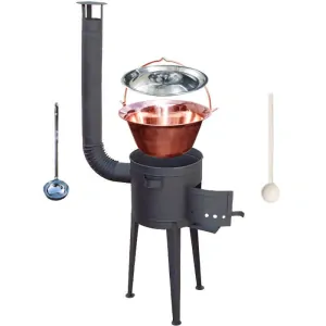 Měděný kotlík 20 L (1,2 mm) + vysoká žáruvzdorná kotlina (1,5 mm) HODO 42 cm PLUS 600 + vařečka + naběračka