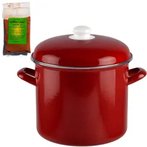 Smaltovaný hrnec s poklicí 6,9 l červený + pikantní směs koření 50 g Kotlíkový guláš