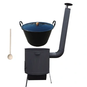 Smaltovaný kotel 60 L na zabijačku + žáruvzdorná kotlina 53 PLUS 600 4 MM + vařečka