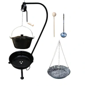 Smaltovaný kotlík 30 L (1,2 mm) + smaltovaná pánev + přenosné ohniště