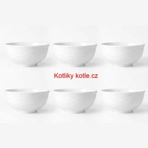 Sada 6 ks: Prémiové bílé misky s kamennou strukturou (750 ml)