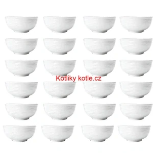 Sada 24 ks: Prémiové bílé misky s kamennou strukturou (750 ml)