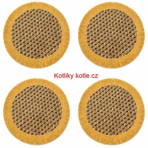 Přírodní podložky pod talíř se třásněmi 37 cm, 4 ks