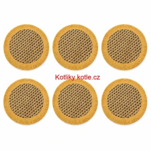 Přírodní podložky pod talíř se třásněmi 37 cm, 6 ks
