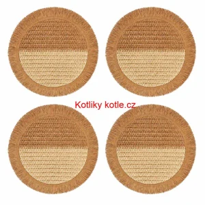 Přírodní podložky pod talíř se třásněmi 37 cm, 4 ks