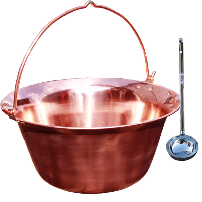Měděný kotlík 30 L (1,2 mm) + nerezová naběračka
