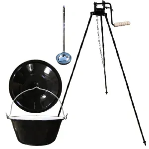 Smaltovaný kotlík 16 L + poklice + stojan s kladkou VAR