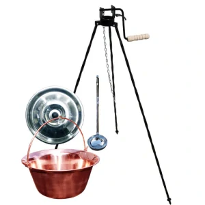 Měděný kotlík 30 L (1,2 mm) + poklice + stojan s kladkou VAR