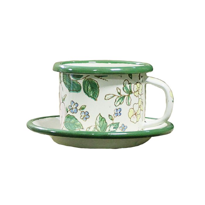 Smaltovaný šálek + podšálek