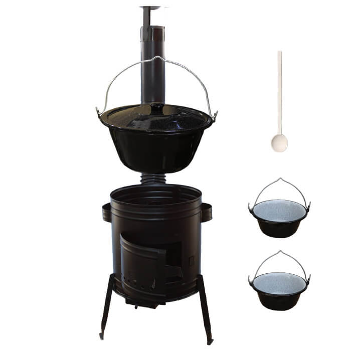 Smaltovaný kotlík 8 L (1,2 mm) + kovová kotlina 31 CLASSIC (KOV) + 2 smaltované servírovací kotlíky 0,8 L