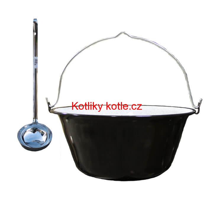 Smaltovaný kotlík 22 L + nerezová naběračka