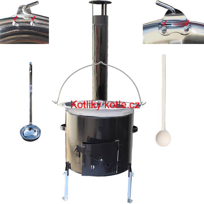 Nerezový kotlík 20 L s nýty + smaltovaná kotlina 42 CLASSIC