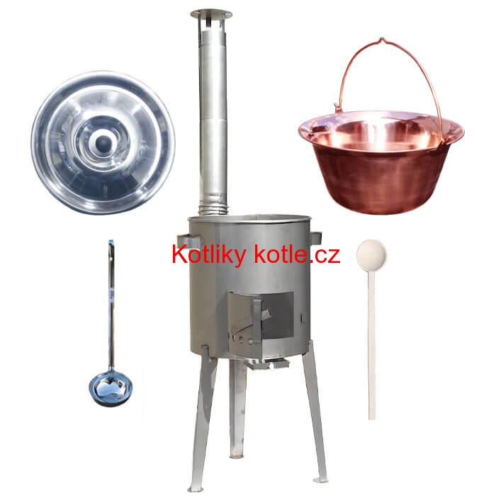 Měděný kotlík 14 L (1,2 mm) + nerezová kotlina 36 cm LUXUS