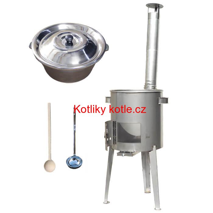 Litinový kotlík 16 L (1 cm) + nerezová kotlina 36 cm LUXUS