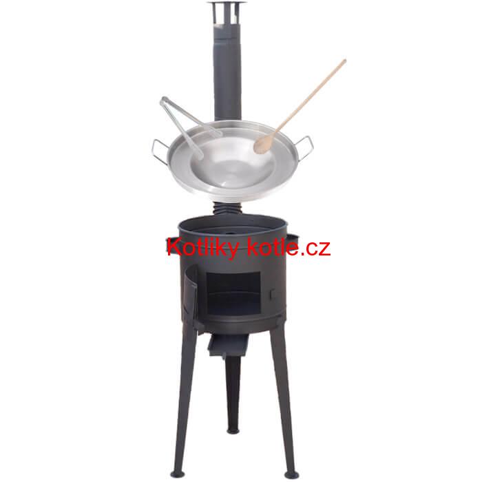 Nerezová pánev na grilování + žáruvzdorná kotlina 36 cm