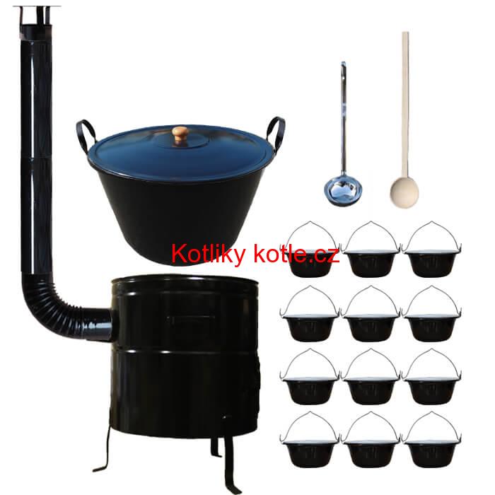 Smaltovaný kotel 50 L + servírovací kotlíky (12 ks) BIG PARTY