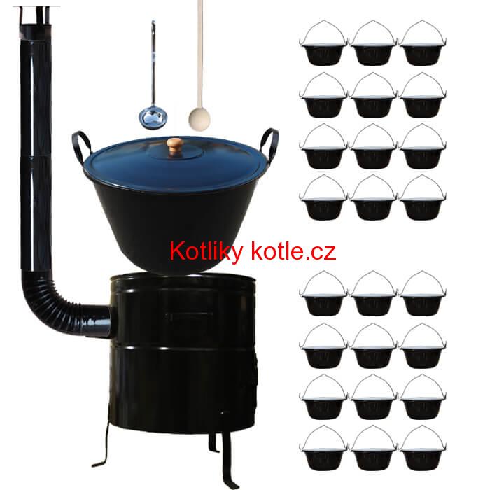Smaltovaný kotel 80 L + servírovací kotlíky (24 ks) BIG PARTY