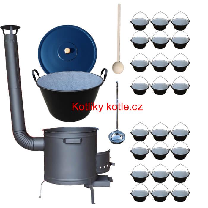 Smaltovaný kotel 80 L + servírovací kotlíky (24 ks) PLUS 600