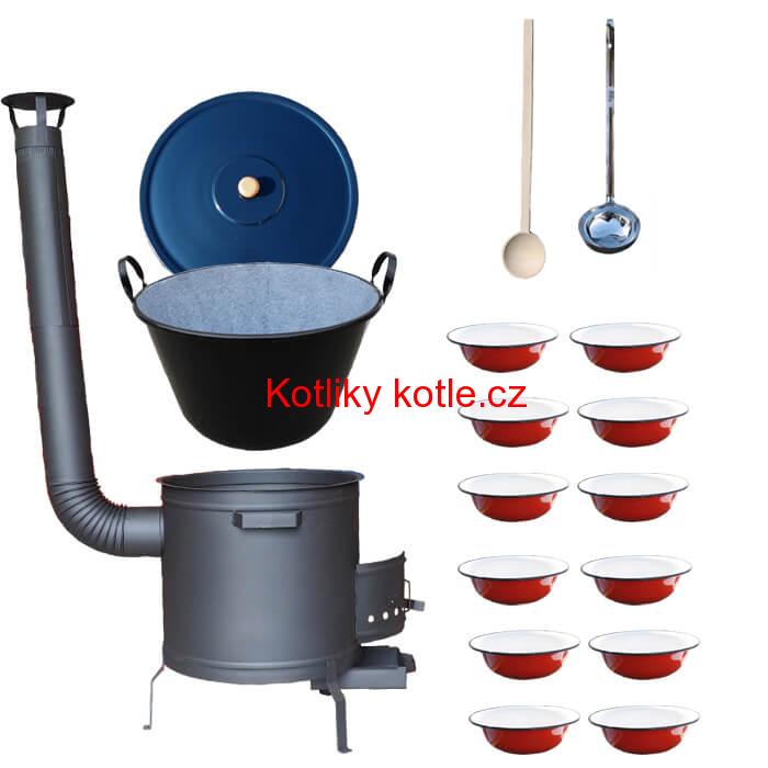 Smaltovaný kotel 80 L + smaltované talíře 12 ks PLUS 600