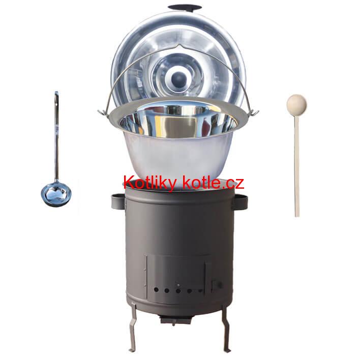 Nerezový kotlík 20 L (1,2 mm) + hrubostěnná (1,5 mm) a žáruvzdorná kotlina 42 PLUS 600