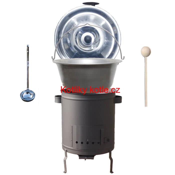 Nerezový kotlík 20 L (1,5 mm) + hrubostěnná (1,5 mm) a žáruvzdorná kotlina 42 PLUS 600