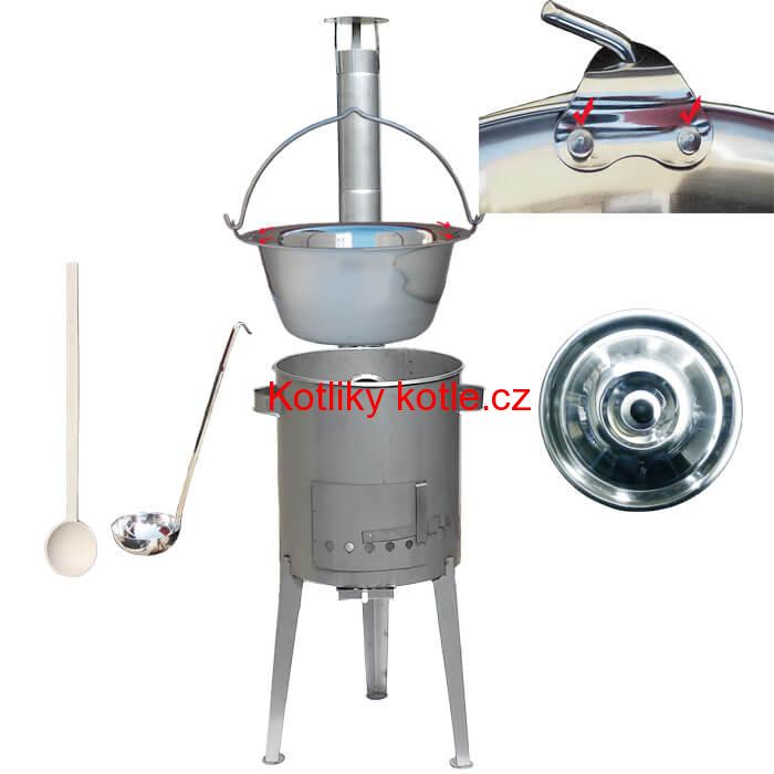 Nerezový kotlík (Zesílený) 30 L + nerezová kotlina 45 cm LUXUS