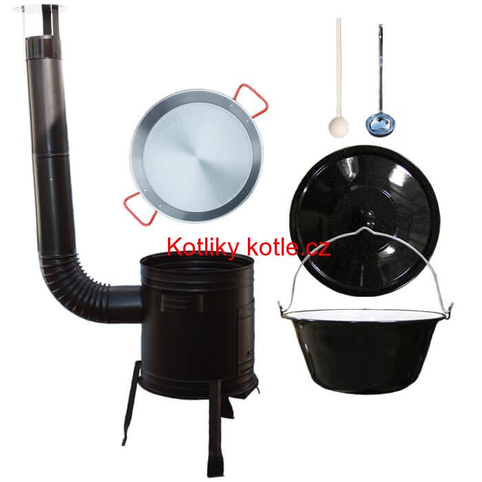 Paella ocelová pánev 42 cm se smaltovaným kotlíkem 16 L (1,2 mm) a kotlinou