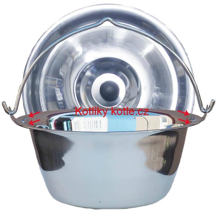 Nerezový kotlík 20 L (0,8 mm) s nýty + poklice
