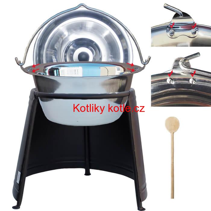 Nerezový kotlík 20 L (0,8 mm) s nýty + chránič plamene