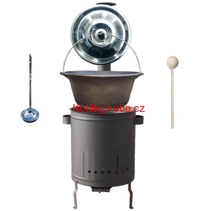 Litinový kotlík 22 L + silnostěnná (1,5 mm) a žáruvzdorná kotlina 45 PLUS 600