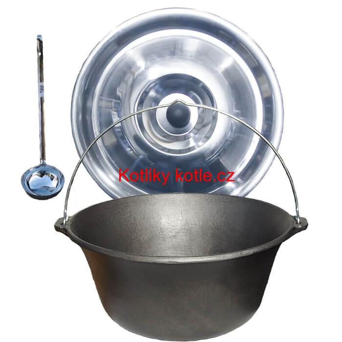Litinový kotlík 16 L + nerezová poklice